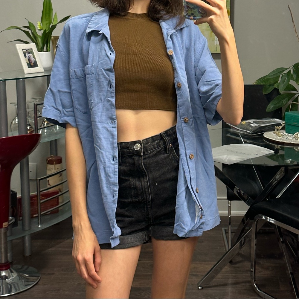 Vintage 100% Silk Short Sleeve Button Up Shirt